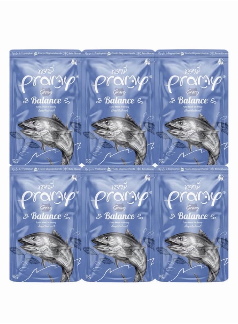 Pramy Tuna Flavored Wet Cat Food for All Ages - 6 Envelopes Weighing 70g - Nutritious and Delicious Wet Cat Food - Image 1